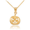 Gold Pumpkin Head Charm Pendant Necklace