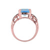 14k Rose Gold Blue Topaz and Champagne Color Diamond Engagement Ring