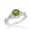 White Gold Peridot Birthstone Infinity Ring with Diamonds