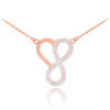 14k Rose Gold Infinity Heart Necklace with Diamonds