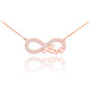 14k Rose Gold Infinity "Love" Script Necklace with Diamonds