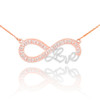 14k Two-Tone Rose Gold Infinity "Love" Script Necklace with Diamonds