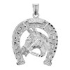 White Gold Horse Head with Horseshoe Pendant