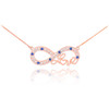 14k Rose Gold Sapphire Infinity "Love" Script Necklace with Diamonds