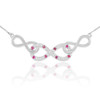 14k White Gold Ruby Triple Infinity Necklace with Diamonds