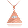 Two-Tone Rose Gold Egyptian Pyramid with All-Seeing Eye of Horus Pendant Necklace