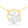 14k Two-Tone Gold Dove with Heart Necklace