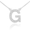 14k White Gold Letter "G" Diamond Initial Necklace