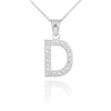 White Gold Letter "D" Diamond Initial Pendant Necklace