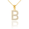Gold Letter "B" Initial Diamond Pendant Necklace