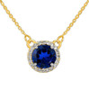 14k Gold Diamond Blue Sapphire Necklace