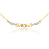 14k Two-Tone Gold MOM Necklace with Diamonds