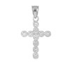 White Gold Diamond Eternity Circle Small Cross Pendant