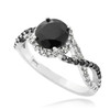 Solid White Gold Black Diamond Infinity Ring