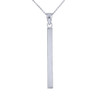 Solid White Gold Vertical Bar Pendant Necklace