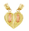 14k Two Tone Guadalupe Te Amo Breakable Gold Heart Pendant