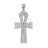 White Gold 5 Carat Cubic Zirconia Ankh Cross Pendant Necklace