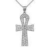 Sterling Silver 5 Carat Cubic Zirconia Ankh Cross Pendant Necklace