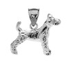 White Gold Irish Terrier Pendant Necklace