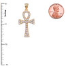 Diamond Ankh Cross Yellow Gold Pendant Necklace