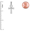 Ankh Cross Cubic Zirconia White Gold Pendant Necklace