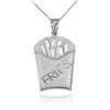 White Gold French Fries Pendant Necklace