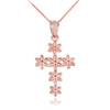Rose Gold Cross Of Flowers Pendant Necklace
