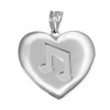 White Gold Heart Music Note Pendant Necklace