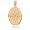 Yellow Gold Ship Wheel Pendant Necklace