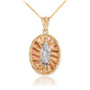 Gold Three-Tone Virgin Mary Guadalupe Pendant Necklace