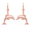 14k Rosee Gold Dolphin Earrings