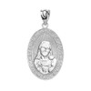 Sterling Silver Medium Sacred Heart Of Jesus Pendant Necklace