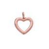 Reversible Diamond and High Polish Plain Open Heart Rose Gold Charm Dainty Pendant Necklace