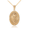 Yellow Gold St Jude Diamond Oval Medium Pendant Necklace