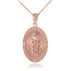 Rose Gold St Jude Diamond Oval Medium Pendant Necklace