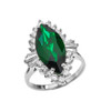 4 Ct CZ Emerald May Birthstone Ballerina White Gold Proposal Ring