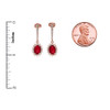 Diamond And July Birthstone Ruby Rose Gold Elegant Earrings