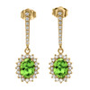 Diamond And Peridot Yellow Gold Elegant Earrings