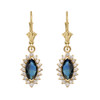 Diamond And Sapphire Yellow Gold Dangling Earrings