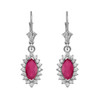 Diamond And Ruby White Gold Dangling Earrings