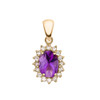 Diamond And Amethyst Yellow Gold Elegant Pendant Necklace