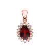 Diamond And Garnet Rose Gold Elegant Pendant Necklace