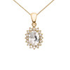 Diamond And April Birthstone CZ Yellow Gold Elegant Pendant Necklace