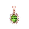 Diamond And Peridot Rose Gold Elegant Pendant Necklace