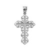 White Gold Cross "Faith Hope Love " Pendant Necklace