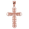 Rose Gold Filigree Dainty Cross Pendant Necklace