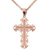 Rose Gold Catholic Prayer Cross Pendant Necklace