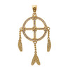 Yellow Gold And Cubic Zirconia Dream Catcher Pendant Necklace