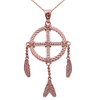 Dream Catcher Rose Gold And Cubic Zirconia Pendant Necklace