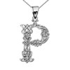 "P" Initial In Celtic Knot Pattern Sterling Silver Pendant Necklace
